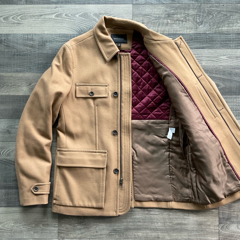 Banana Republic Wool Blend Field Jacket Men’s MEDIUM Camel Tan Utility Coat